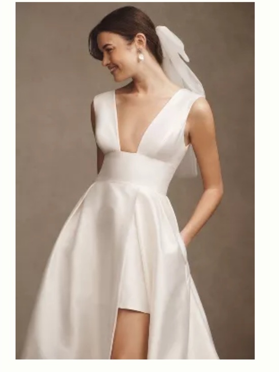 Watters Dresses & Skirts - Elegant White V-Neck Satin Bridal Dress